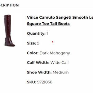 Mahogany Leather Tall Boots  - Vince Camuto Sangeti